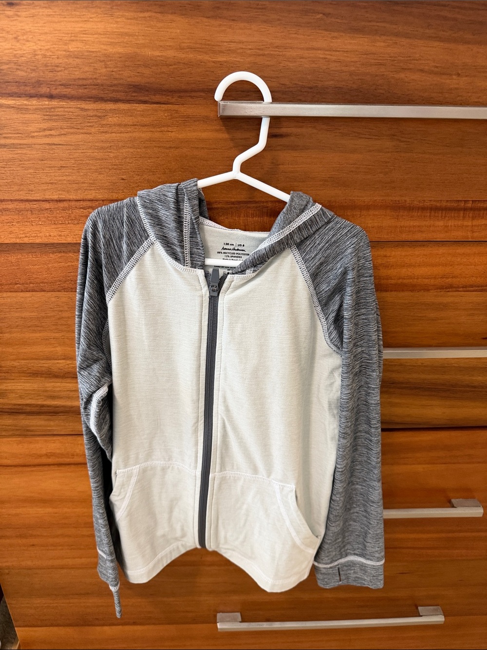 Hanna Andersson Cream & Gray Zip Hoodie Jacket